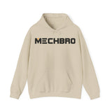 Classic MECHBRO hoodie in sand with mech-inspired chest logo