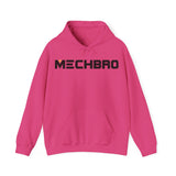 Classic MECHBRO hoodie in heliconia pink with mech-inspired chest logo