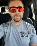 Man wearing the gray Classic Mini Logo MECHDAD tri-blend crew tee
